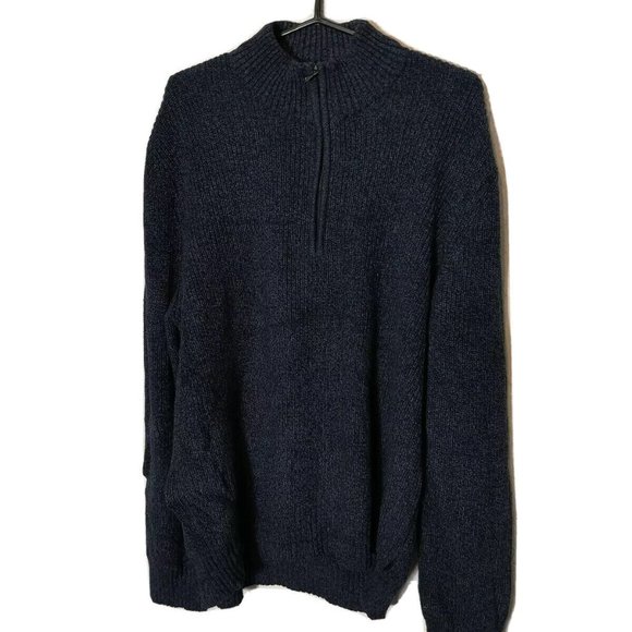 XL Size Men’s Calvin Klein Blue 1/4 Zip Neck Sweater Long Sleeve Pullover - Picture 1 of 3